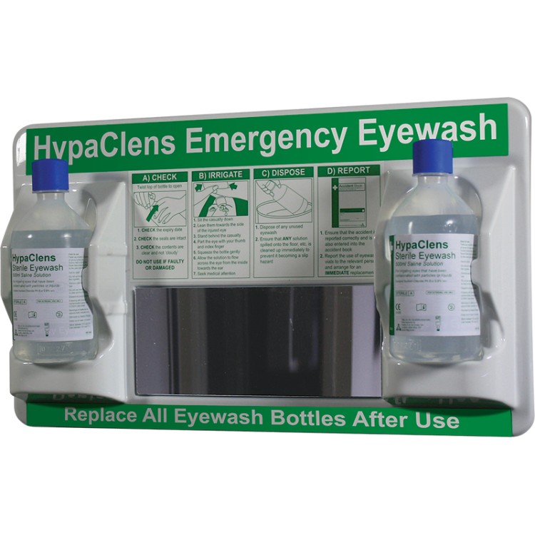 HypaClens 2x500ml Eyewash Station with 2 HypaClens Eyewash Bottles (500ml)