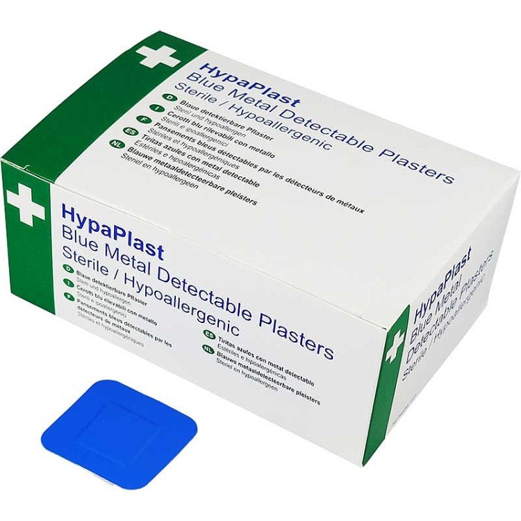 HypaPlast Blue Catering Plasters - 3.8x3.8cm (Pack of 100)