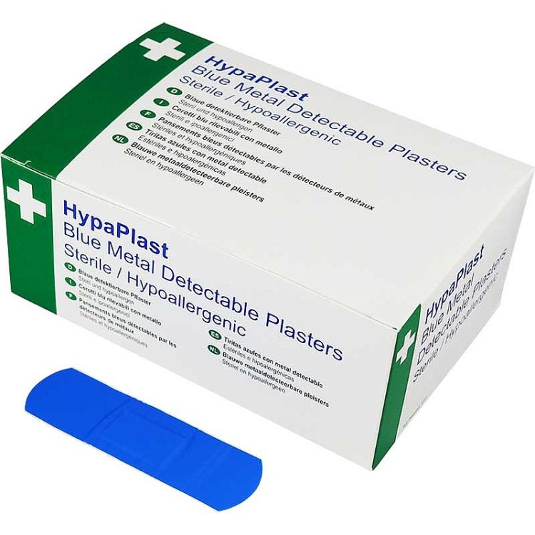 HypaPlast Blue Metal Detectable Catering Plasters - 7.2x2.5cm (Pack of 100)