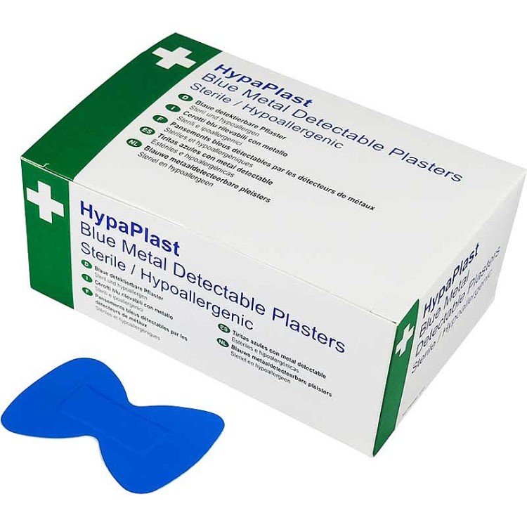 HypaPlast Blue Metal Detectable Catering Plasters - Fingertip (Pack of 100)