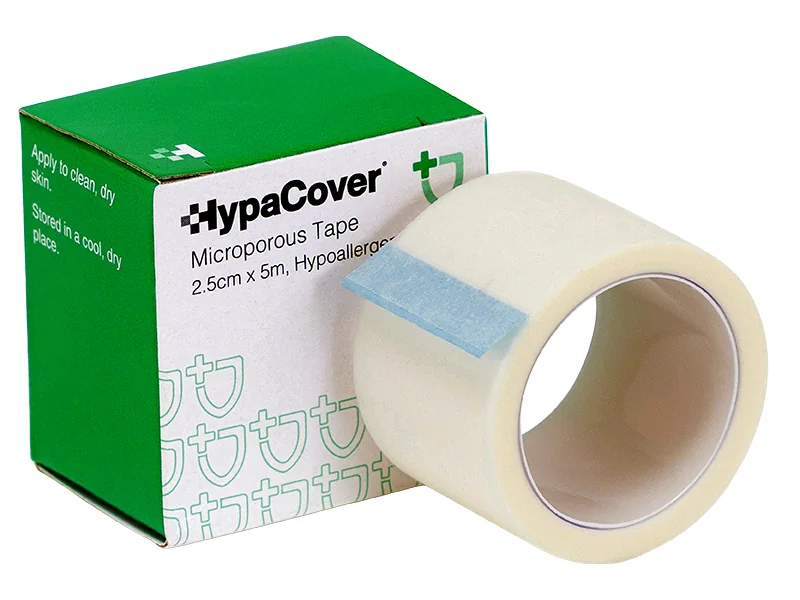 Sterile wound dressings, microporous tape, saline wipes, and first aid refills