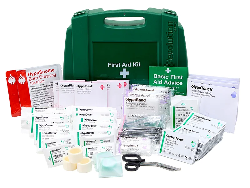 BS 8599-1 workplace first aid kit with wall bracket and sterile contents